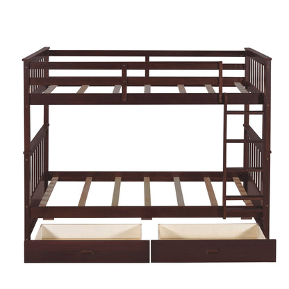 Bunk Bed With Ladders And 2 Storage Drawers