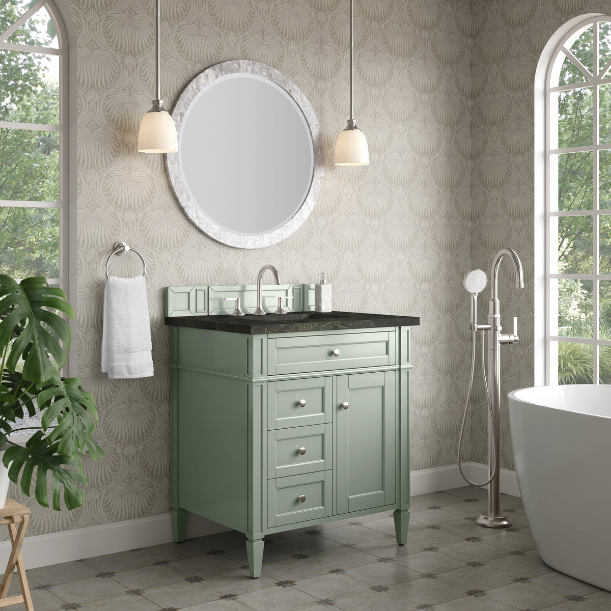 James Martin Brittany 30" Single Bathroom Vanity, Sage Green