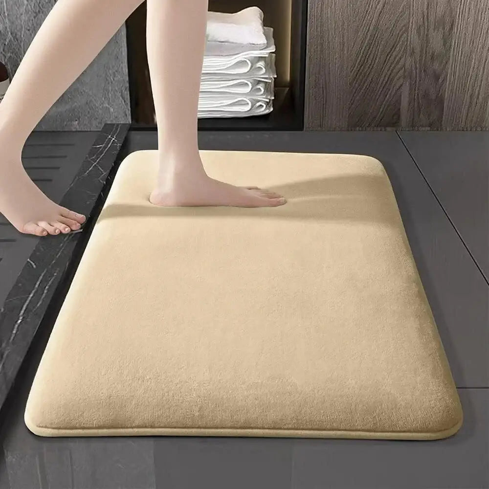 Plush dark gray velvet floor mat non slip bathroom rug