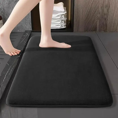 Plush dark gray velvet floor mat non slip bathroom rug