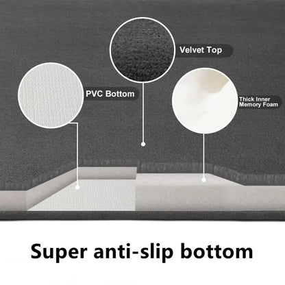 Plush dark gray velvet floor mat non slip bathroom rug