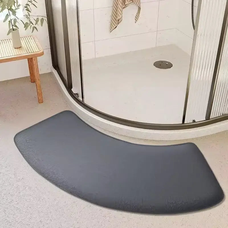 Plush dark gray velvet floor mat non slip bathroom rug