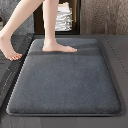 Plush dark gray velvet floor mat non slip bathroom rug