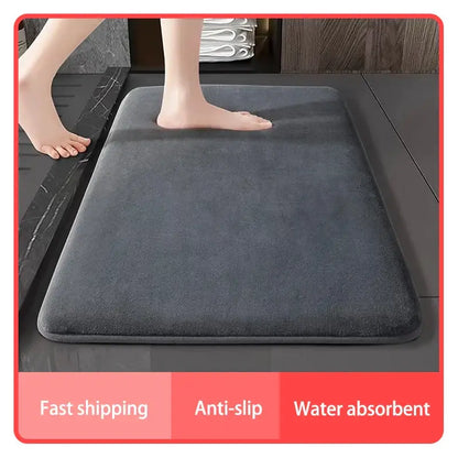 Plush dark gray velvet floor mat non slip bathroom rug
