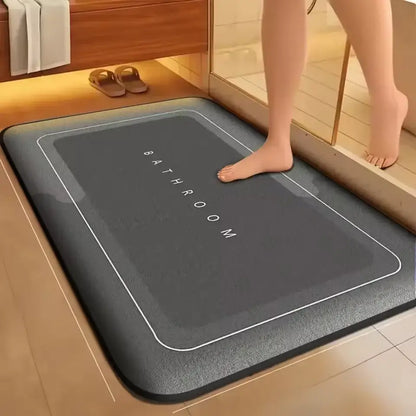 Plush dark gray velvet floor mat non slip bathroom rug