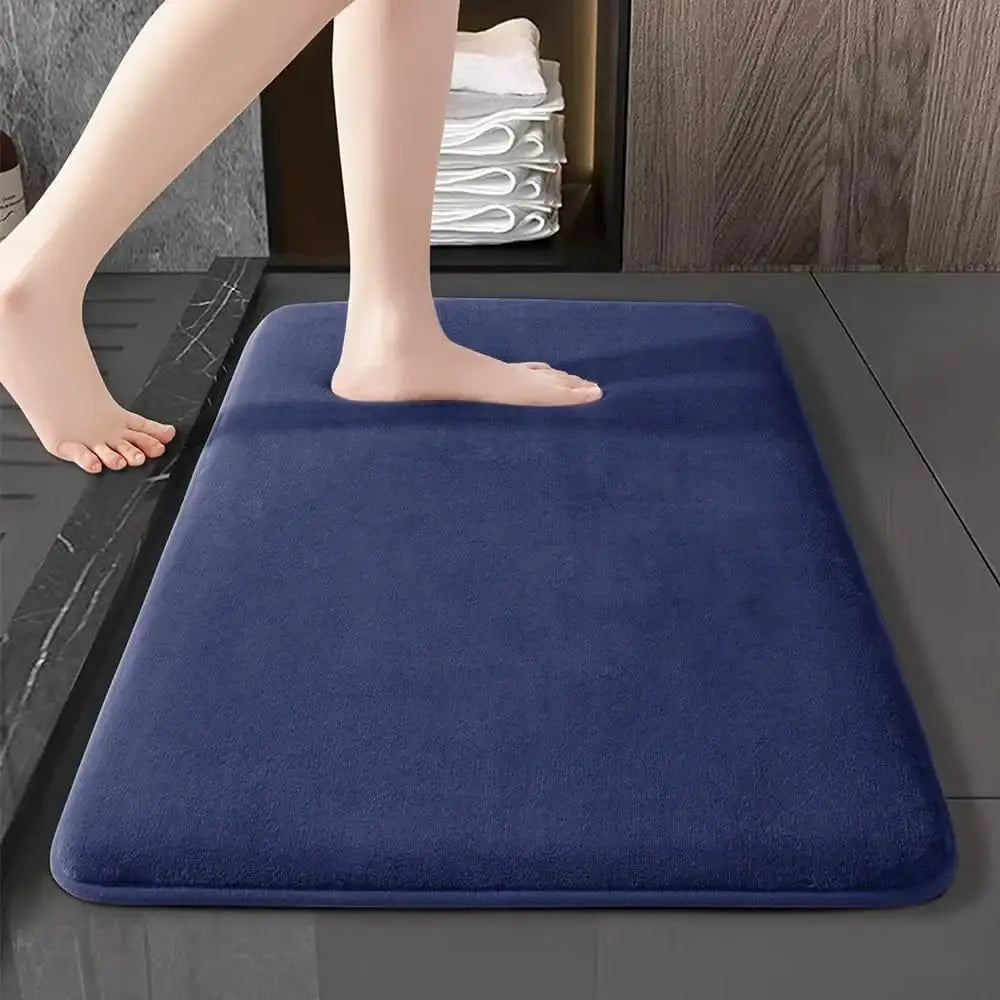 Plush dark gray velvet floor mat non slip bathroom rug