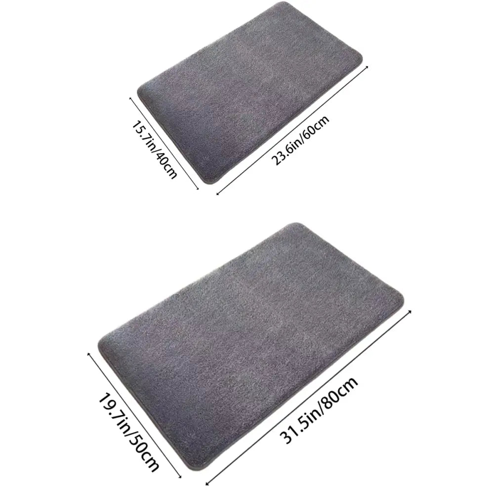 Plush dark gray velvet floor mat non slip bathroom rug
