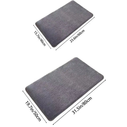 Plush dark gray velvet floor mat non slip bathroom rug