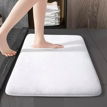 Plush dark gray velvet floor mat non slip bathroom rug