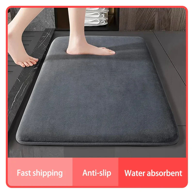DecorBites™ Absorbent Coral Velvet Bathroom Door Mat