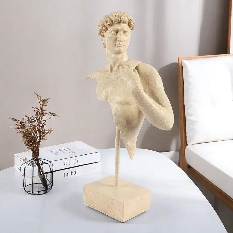 Abstract beige david bust resin sculpture living room decor