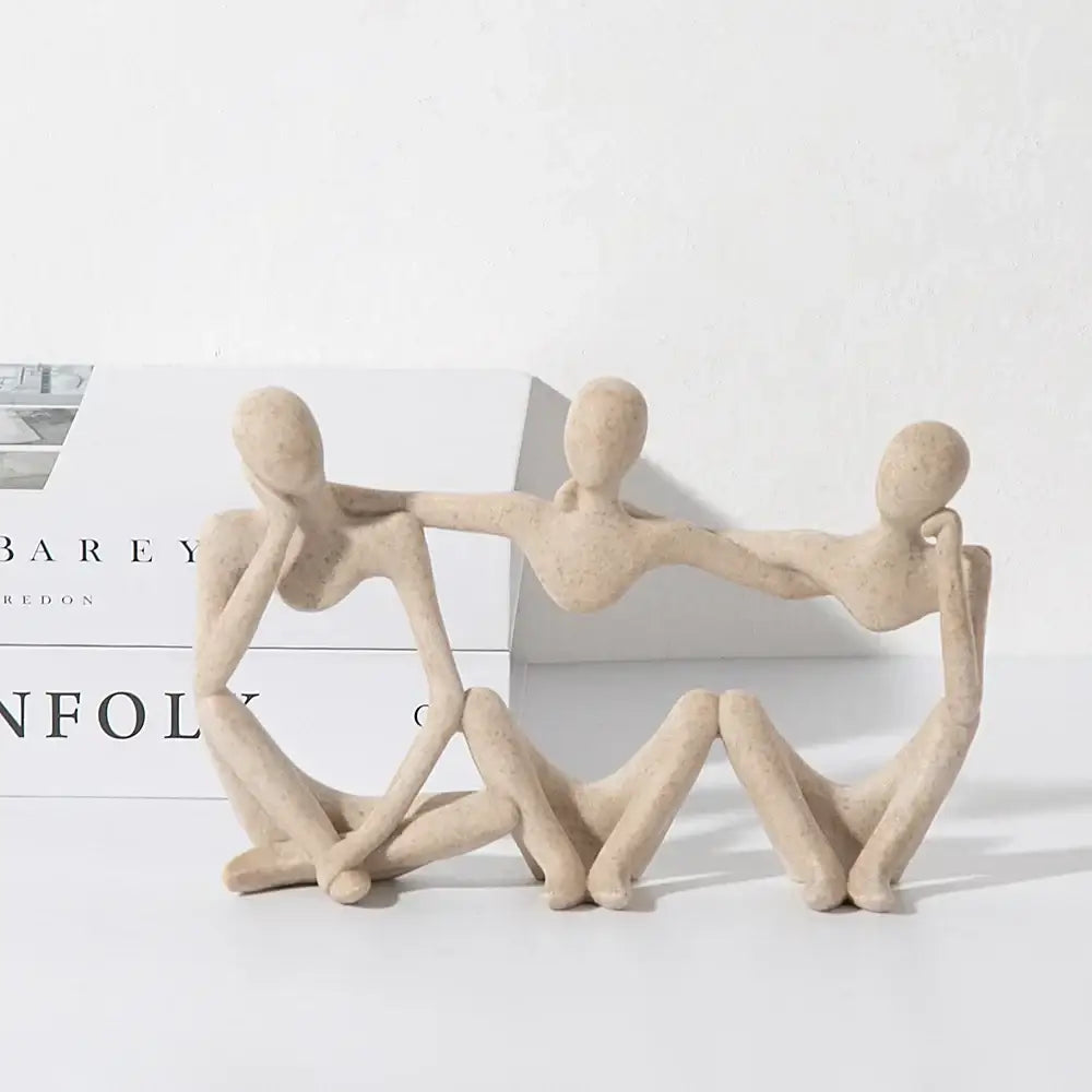 Abstract beige textured friendship figurine living room decor