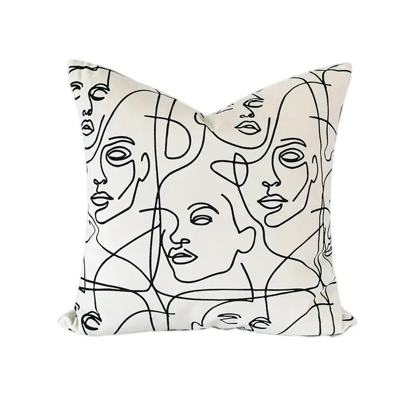 Abstract beige textured pillow cover living room leather accents