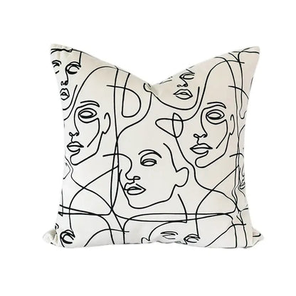Abstract beige textured pillow cover living room leather accents