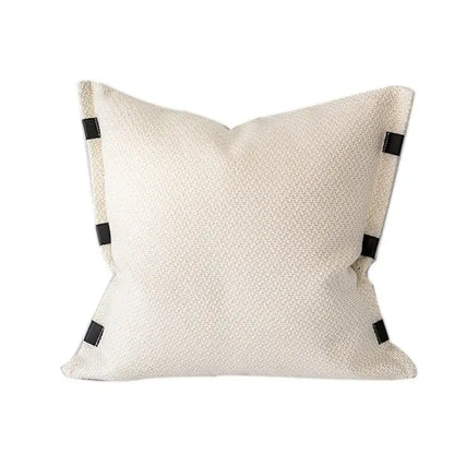 Abstract beige textured pillow cover living room leather accents