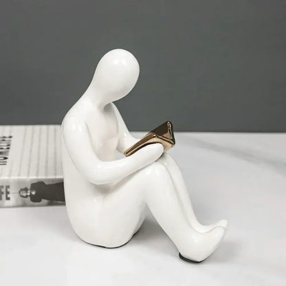 Abstract black and gold character bookends office guitar decor