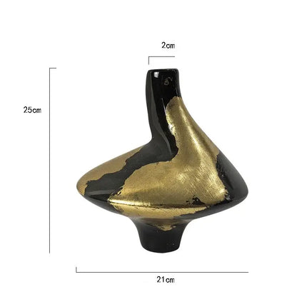 Abstract black and gold foil pattern ceramic vases living room decor
