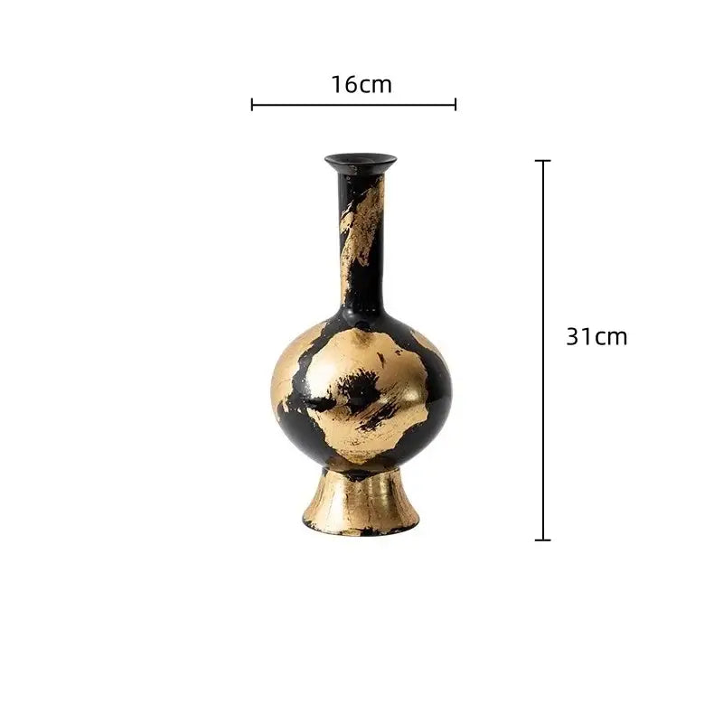 Abstract black and gold foil pattern ceramic vases living room decor