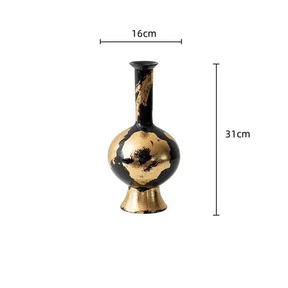 Abstract black and gold foil pattern ceramic vases living room decor