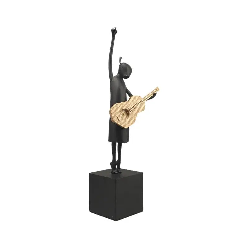 Abstract black and gold guitarist resin sculpture living room decor