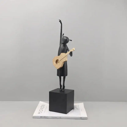 Abstract black and gold guitarist resin sculpture living room decor