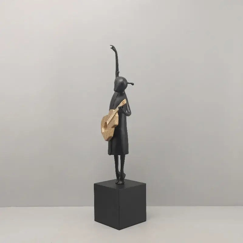 Abstract black and gold guitarist resin sculpture living room decor