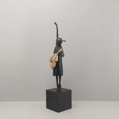 Abstract black and gold guitarist resin sculpture living room decor