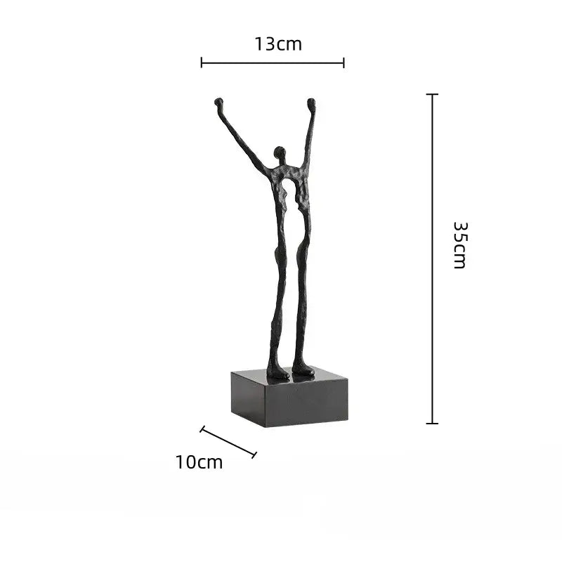 Abstract black and silver human figure sculpture living room decor