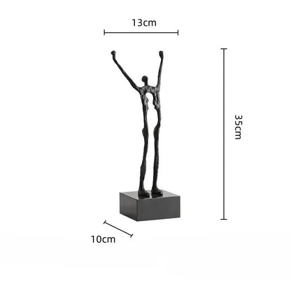 Abstract black and silver human figure sculpture living room decor