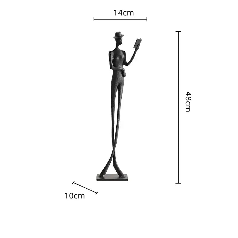 Abstract black and silver human figure sculpture living room decor