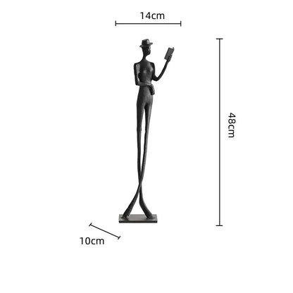 Abstract black and silver human figure sculpture living room decor