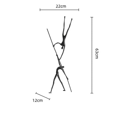 Abstract black and silver human figure sculpture living room decor