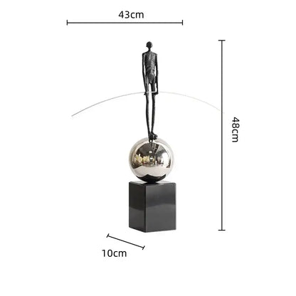 Abstract black and silver human figure sculpture living room decor