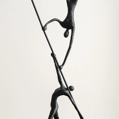 Abstract black and silver human figure sculpture living room decor