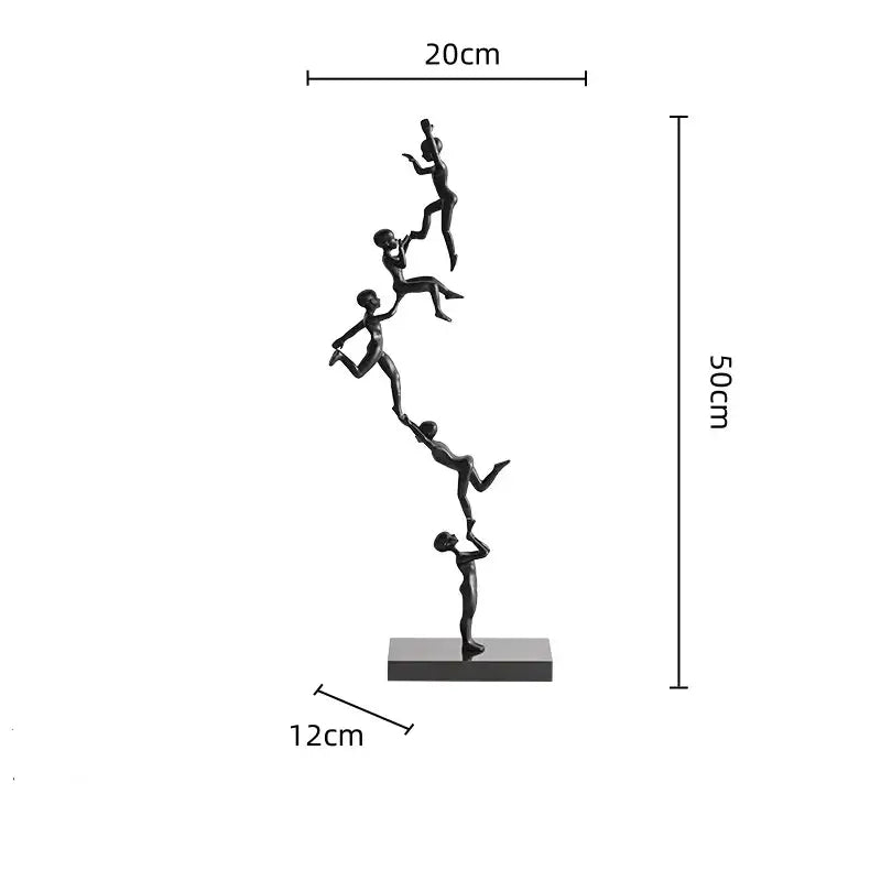 Abstract black and silver human figure sculpture living room decor