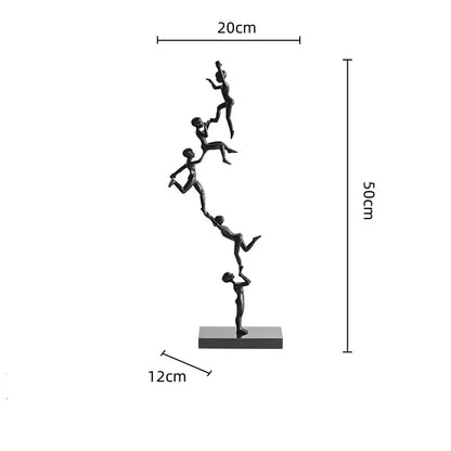 Abstract black and silver human figure sculpture living room decor