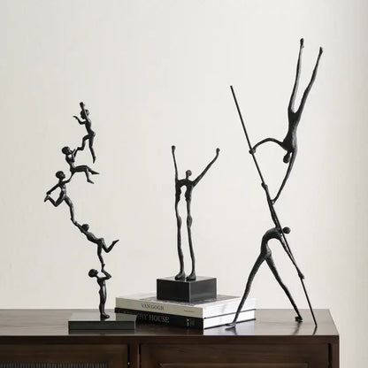 Abstract black and silver human figure sculpture living room decor