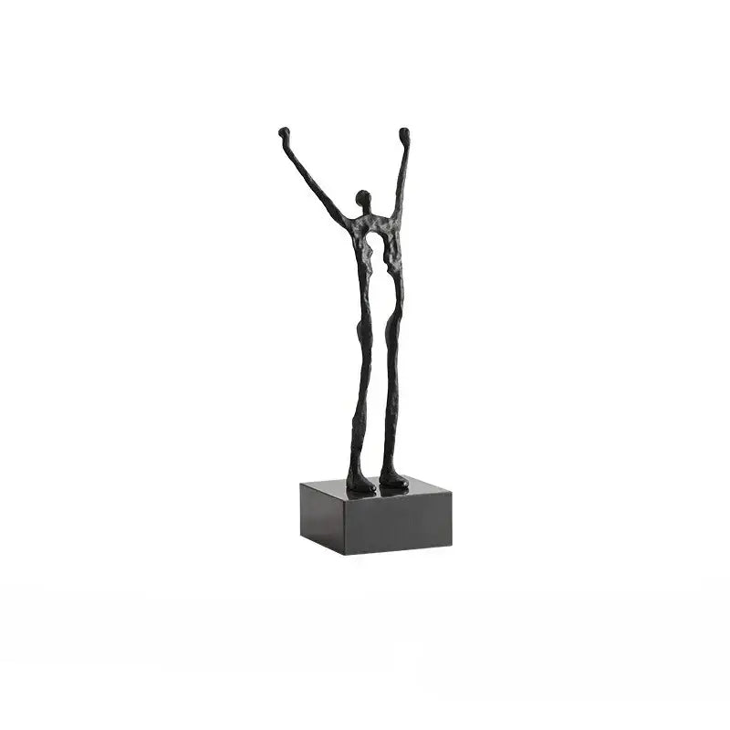 Abstract black and silver human figure sculpture living room decor