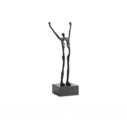 Abstract black and silver human figure sculpture living room decor