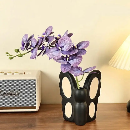 Abstract black butterfly ceramic vase living room bunny decor