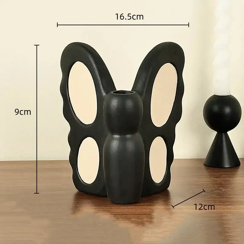 Abstract black butterfly ceramic vase living room bunny decor
