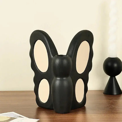 Abstract black butterfly ceramic vase living room bunny decor