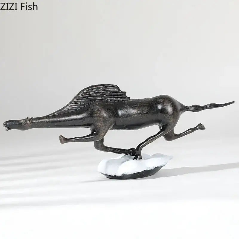 Abstract black cast iron bull statue living room metal decor