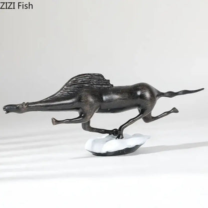 Abstract black cast iron bull statue living room metal decor