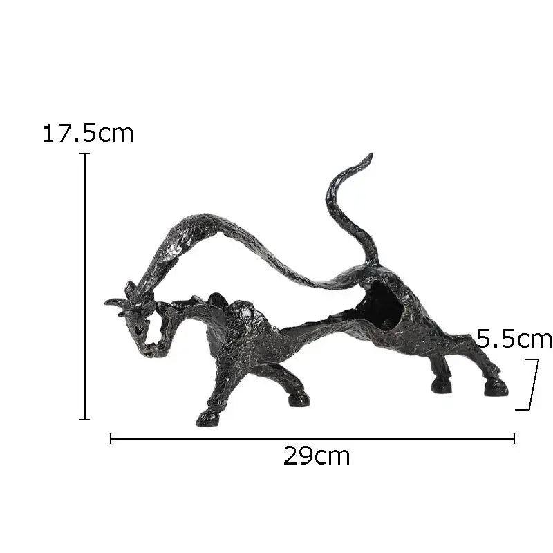 Abstract black cast iron bull statue living room metal decor