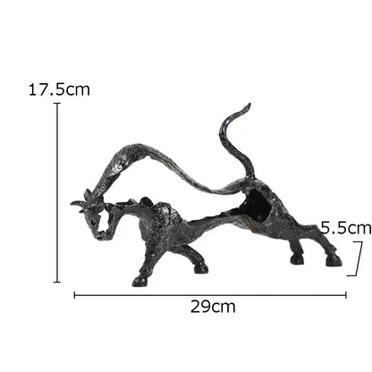 Abstract black cast iron bull statue living room metal decor