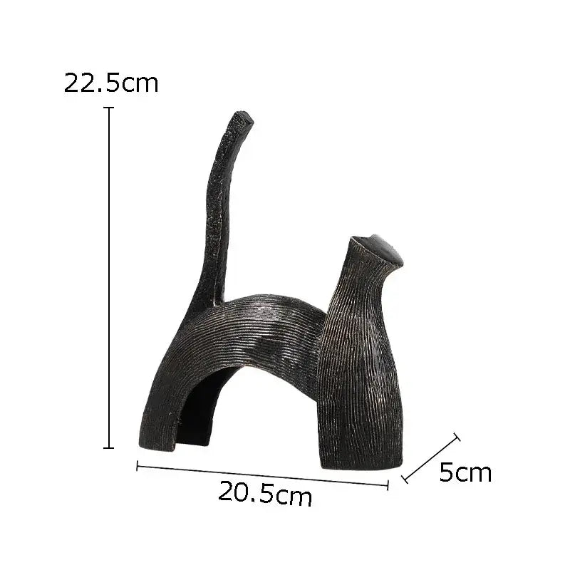 Abstract black cast iron bull statue living room metal decor