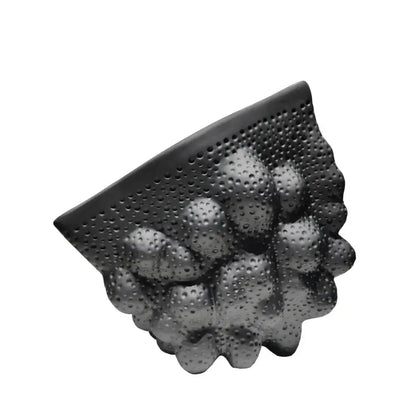 Abstract black ceramic pleated vase living room textured sculpture
