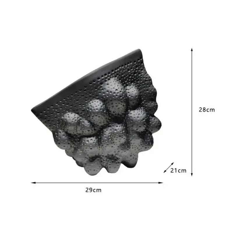 Abstract black ceramic pleated vase living room textured sculpture