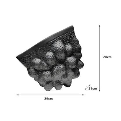 Abstract black ceramic pleated vase living room textured sculpture